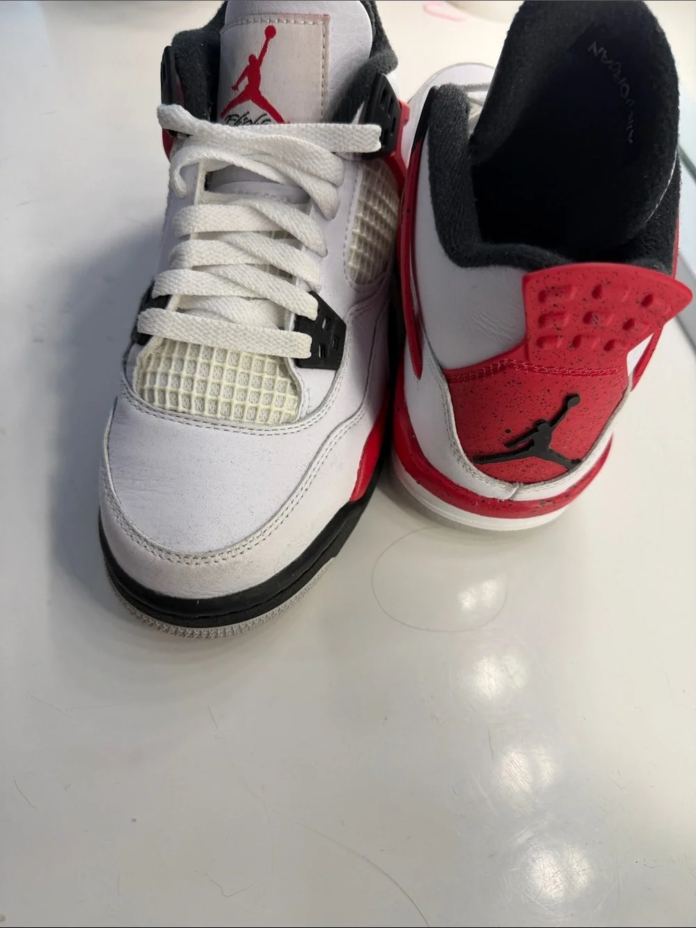 Air Jordan Kids' Retro 4 White and Red Sneakers